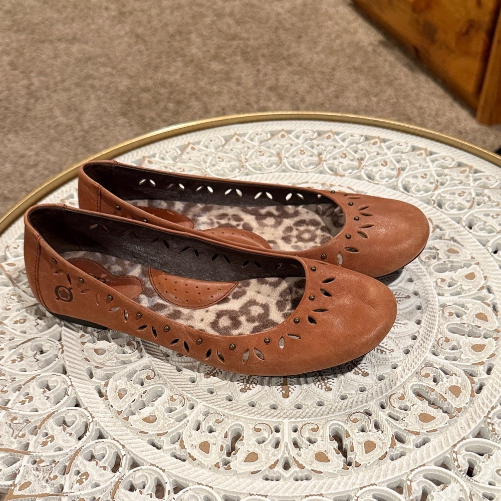 Born Tan Women's Cutout Ballet Flats